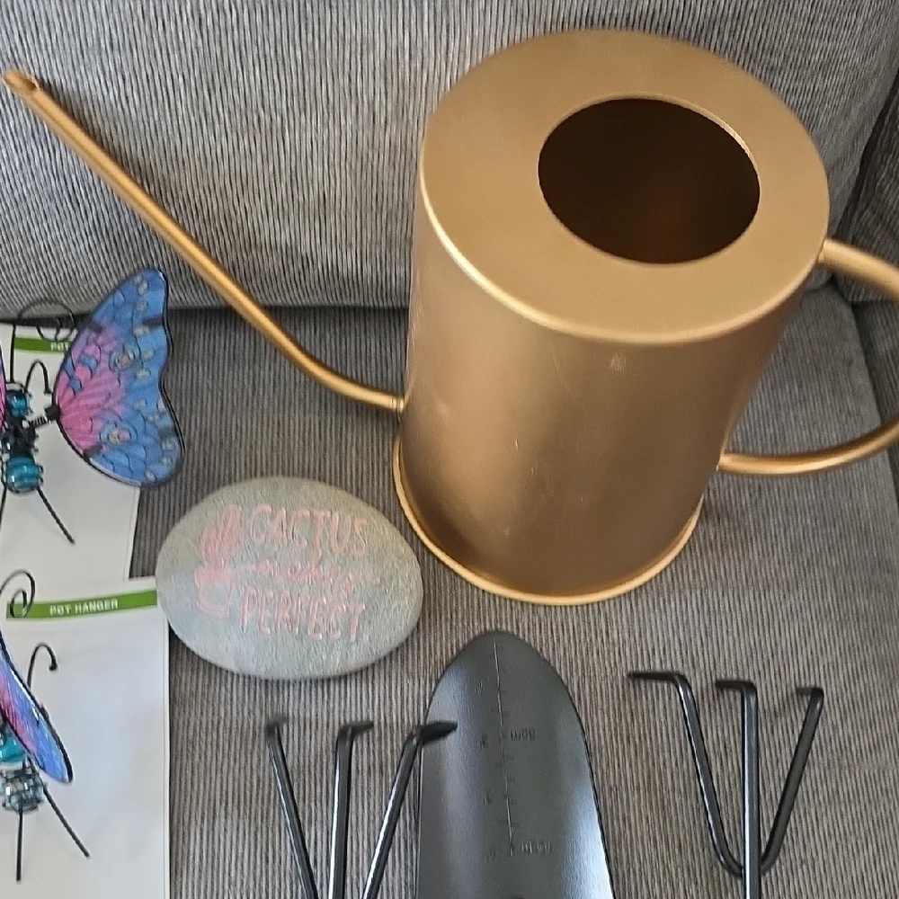 Gold Metal Watering Can – Decorative Home & Garden Accessories, 9 Items, All New